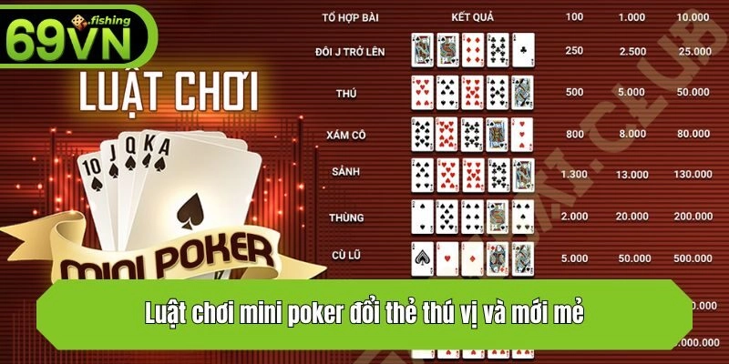 Luật chơi mini poker đổi thẻ thú vị và mới mẻ